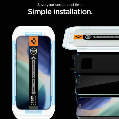 [ 2 Pack ] Spigen EzFit ( Privacy ) Screen Protector for iPhone 17 / 16 Series - Alignment Tray Included