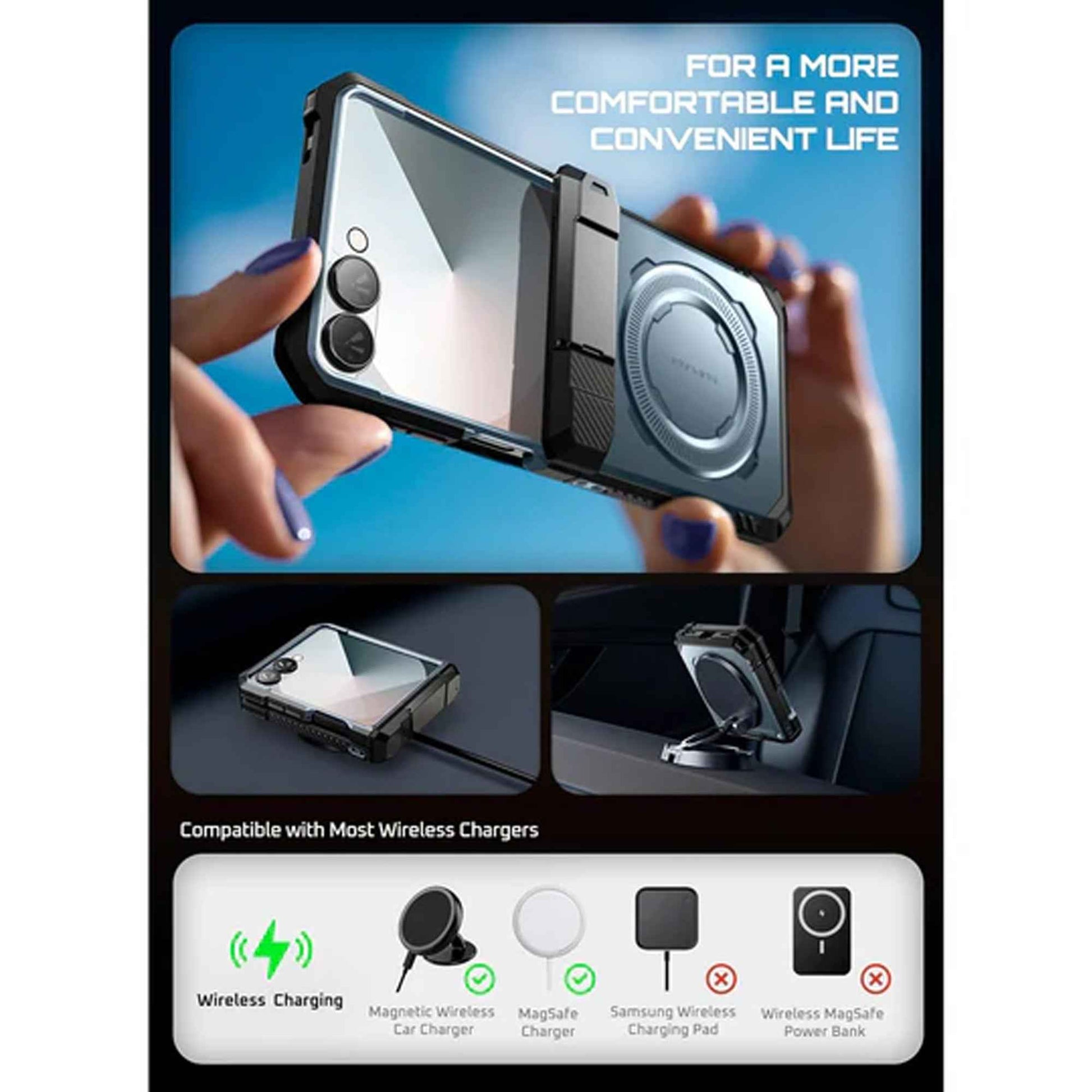 [ Samsung Galaxy Z Flip 7 ] SUPCASE UB Grip with  Build-in Screen Protector Hinge Kickstand and Magnetic Case