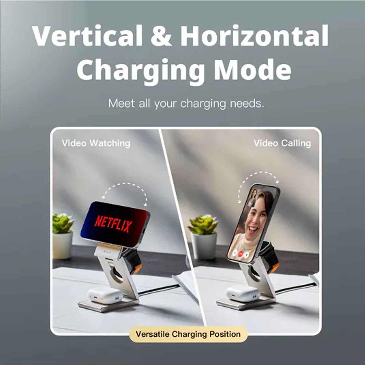 ADAM Elements Mag Z Magnetic 3in1 Foldable Travel Charging Station with USB-C Charging Cable Included