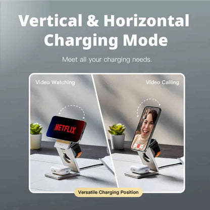 ADAM Elements Mag Z Magnetic 3in1 Foldable Travel Charging Station with USB-C Charging Cable Included