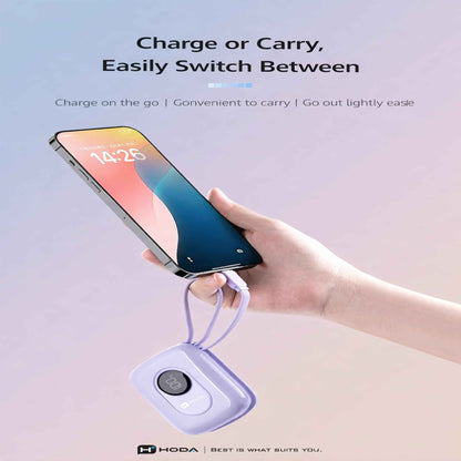 Hoda 10000mAh Build-In Dual Cable Power Bank with CCC Certified Fast Charging