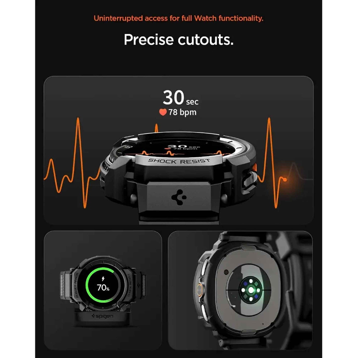 Spigen Rugged Armor Pro for Samsung Galaxy Watch 8 / 8 Classic ( 44mm / 46mm ) Case with Strap
