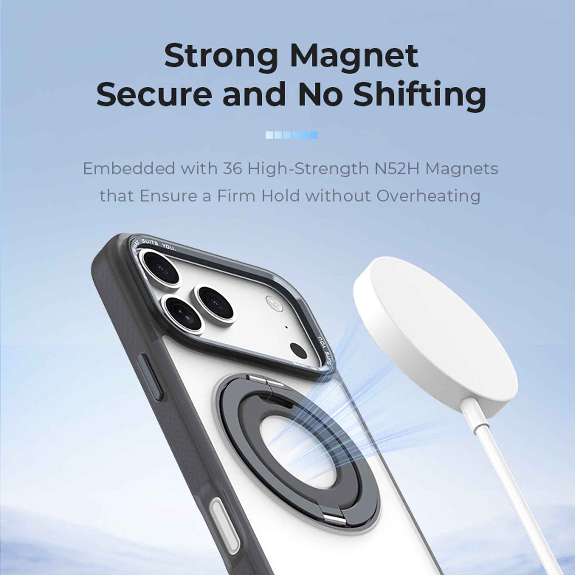 Hoda ROUGH Case Magnet with 360° Foldable Rotating Ring-holder Stand for iPhone 17 Pro Max / 17 Pro
