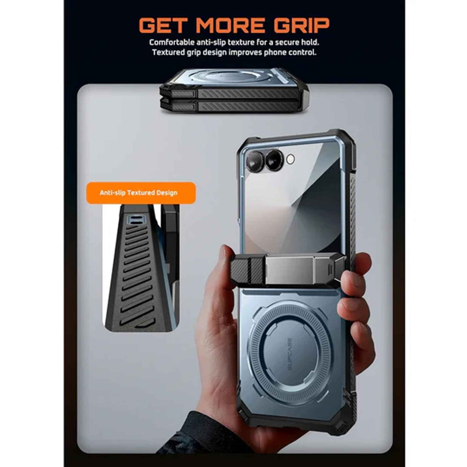 [ Samsung Galaxy Z Flip 7 ] SUPCASE UB Grip with  Build-in Screen Protector Hinge Kickstand and Magnetic Case