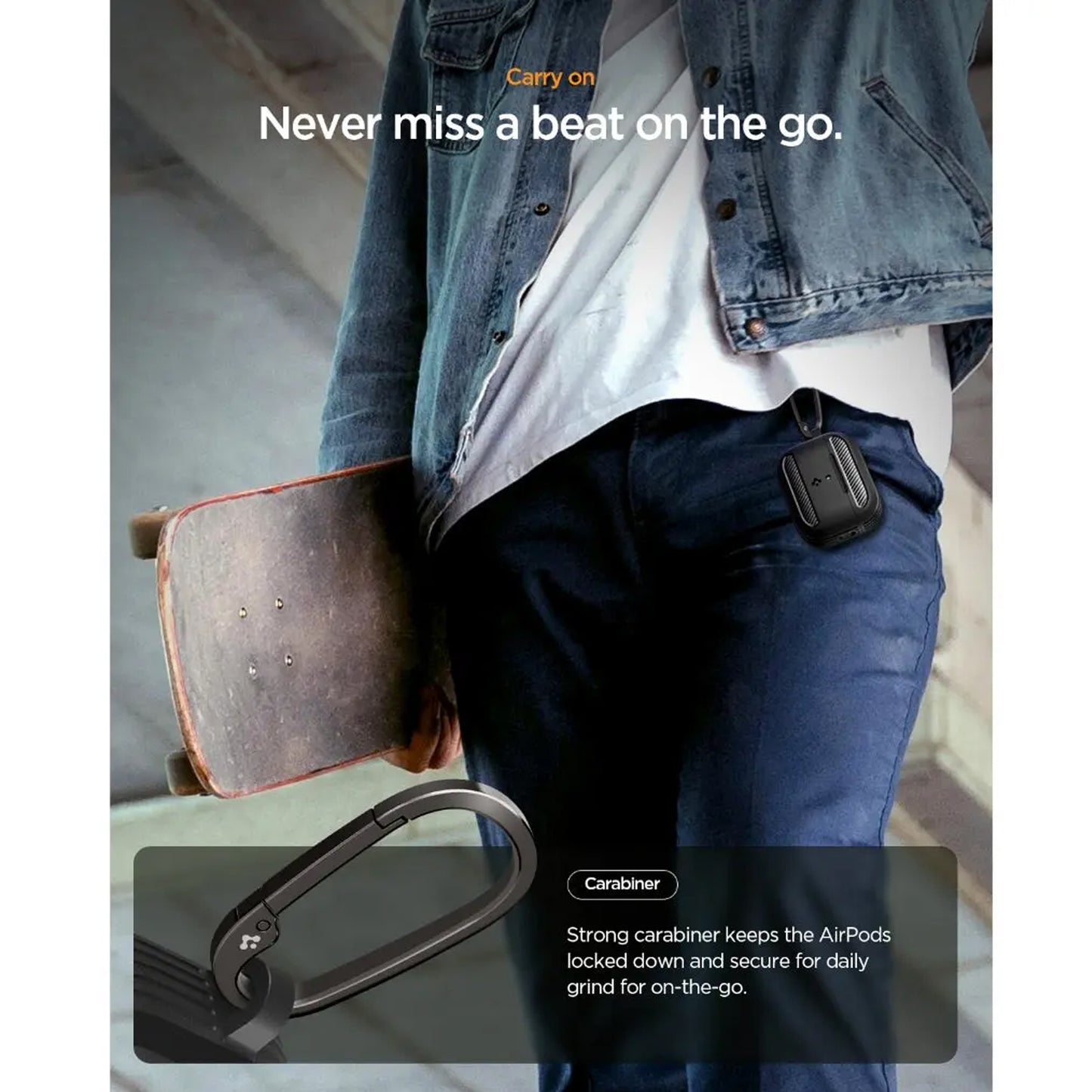 Spigen Rugged Armor for AirPods Pro 3 - Metal Carabiner Included