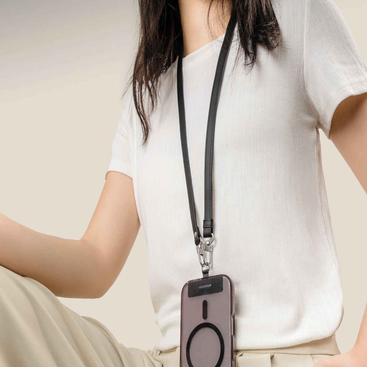 MAGEASY 12mm Classic Leather Strap with Strap Card ( 74.5 - 128 cm Adjustable Length )