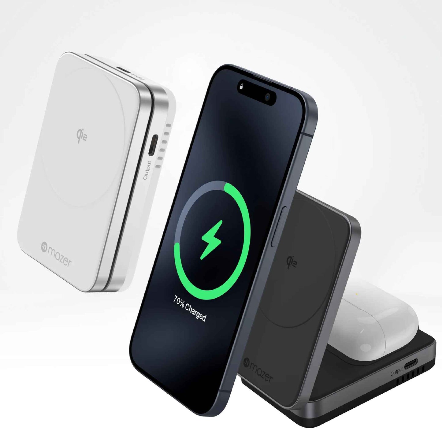 Mazer MagFold Duo+ - Qi2 Certified 2in1+ Wireless Charging Pad ( MagSafe Compatible ) (with MCMC /SIRIM Cert)