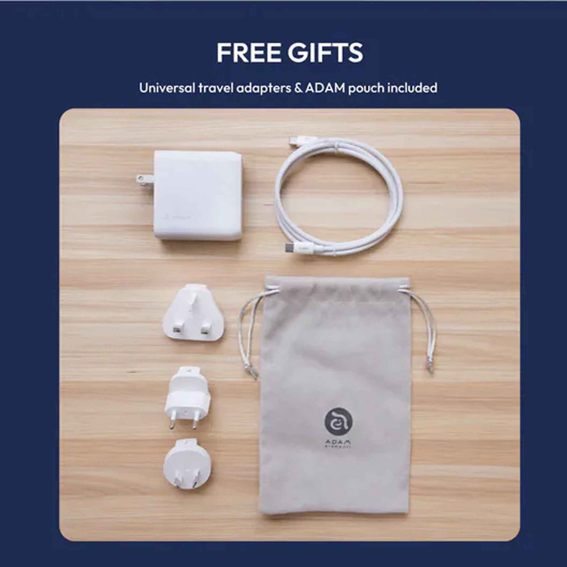 ADAM Elements P100 GaN 100W 4-Port Power Charging Kit with Universal Travel Plug and USB-C Cable