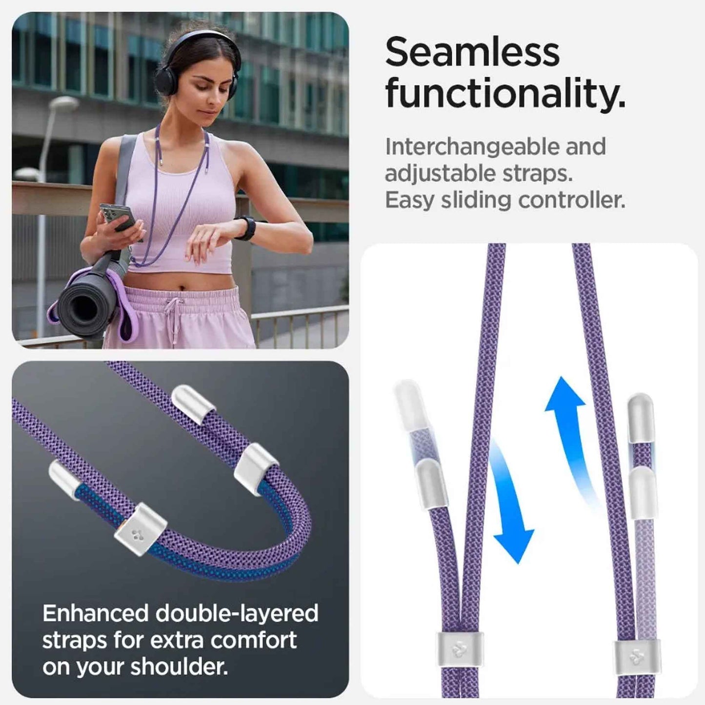 Spigen Universal Phone Lanyard Set 2pcs ( CrossBody Strap + Wrist Strap With ConTag )