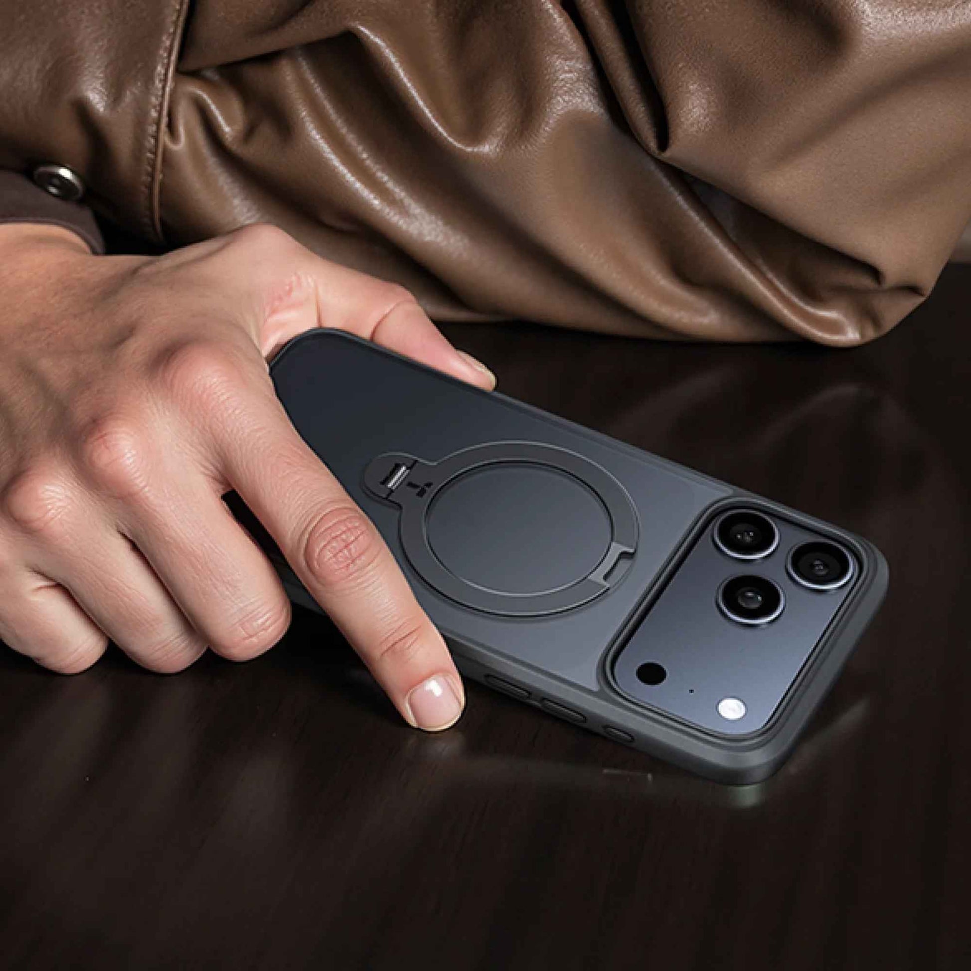 TORRAS Ostand Q3 Spin Series Case for iPhone 17 Series - Magnetic Case with Foldable Stand