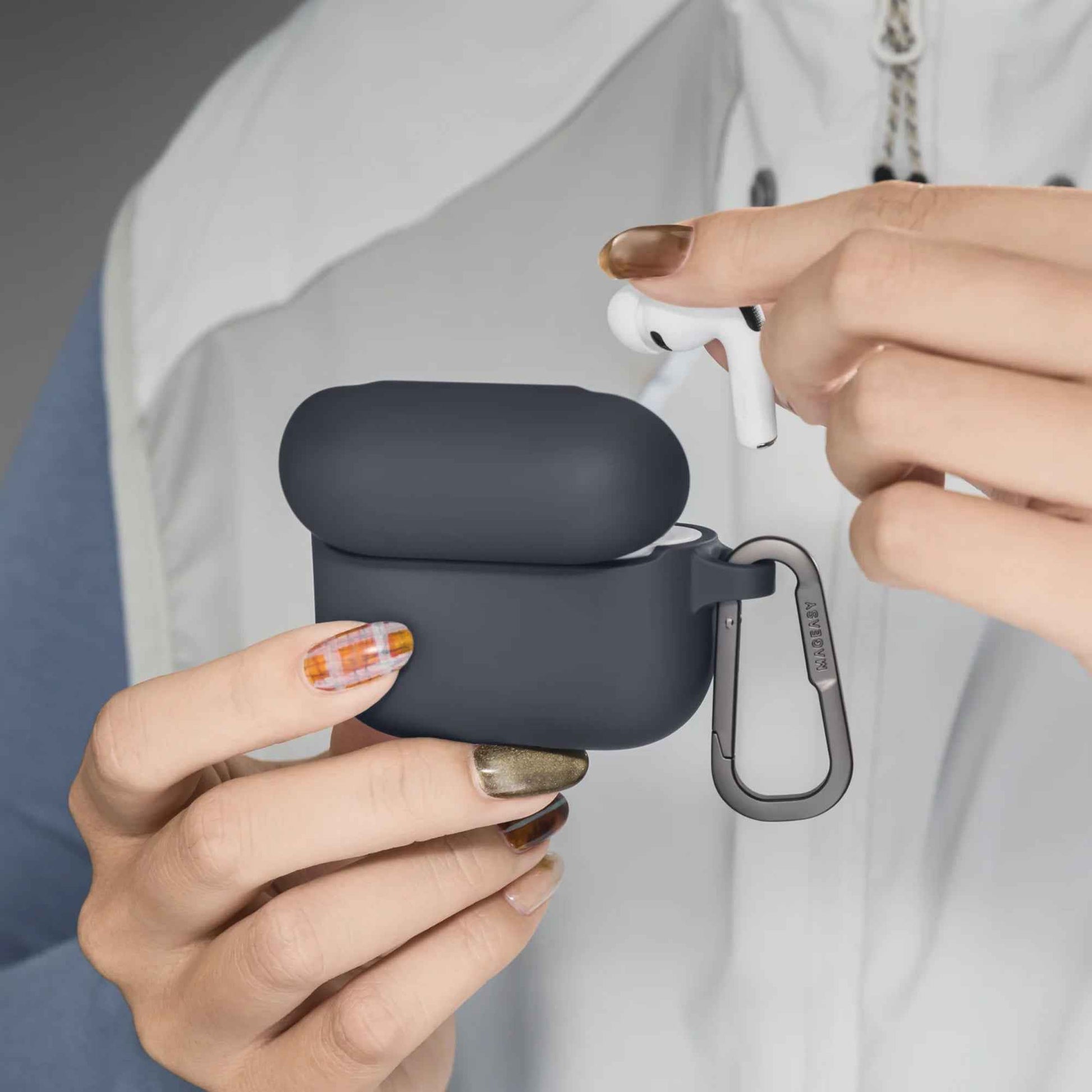 Mageasy Skin for AirPods Pro 3 - Soft-touch Coating Case with Detachable Carabiner Included