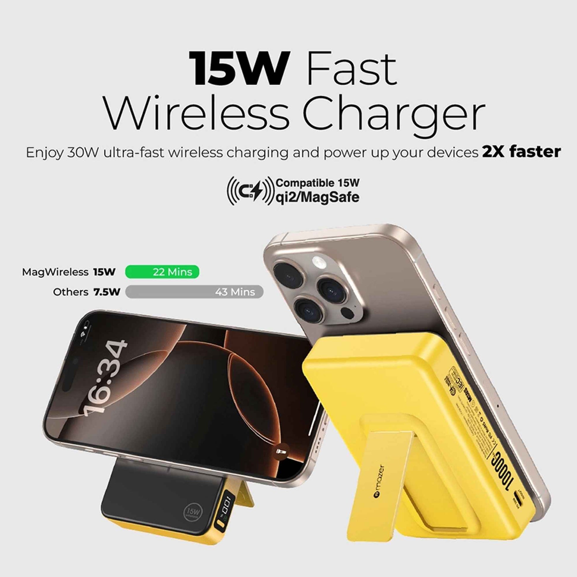 Mazer MagAir 20 - CCC Qi2 Certified Power Bank with Buil-in Stand 10000mAh