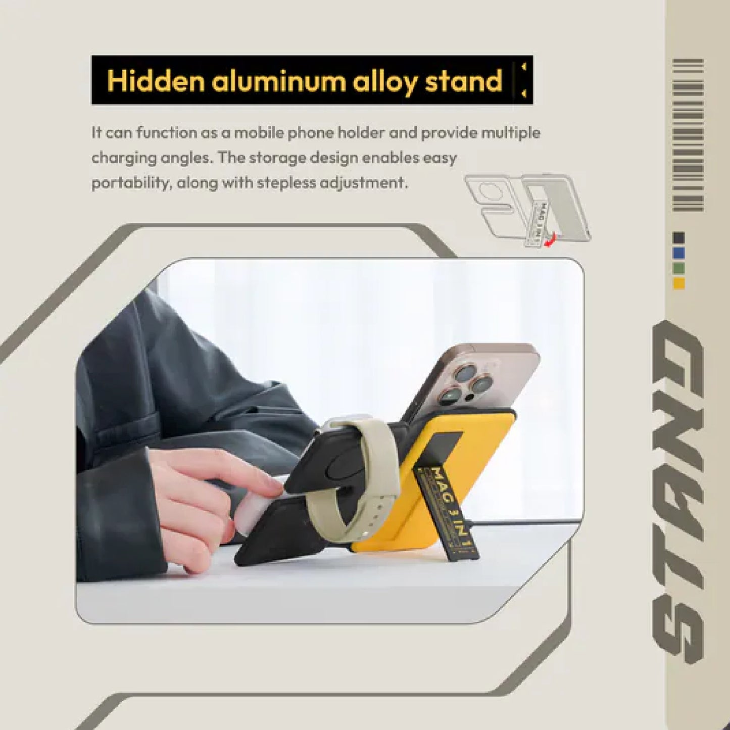 ADAM Elements Mag Book Qi2 3-in-1 Wireless Charging Station with Stand