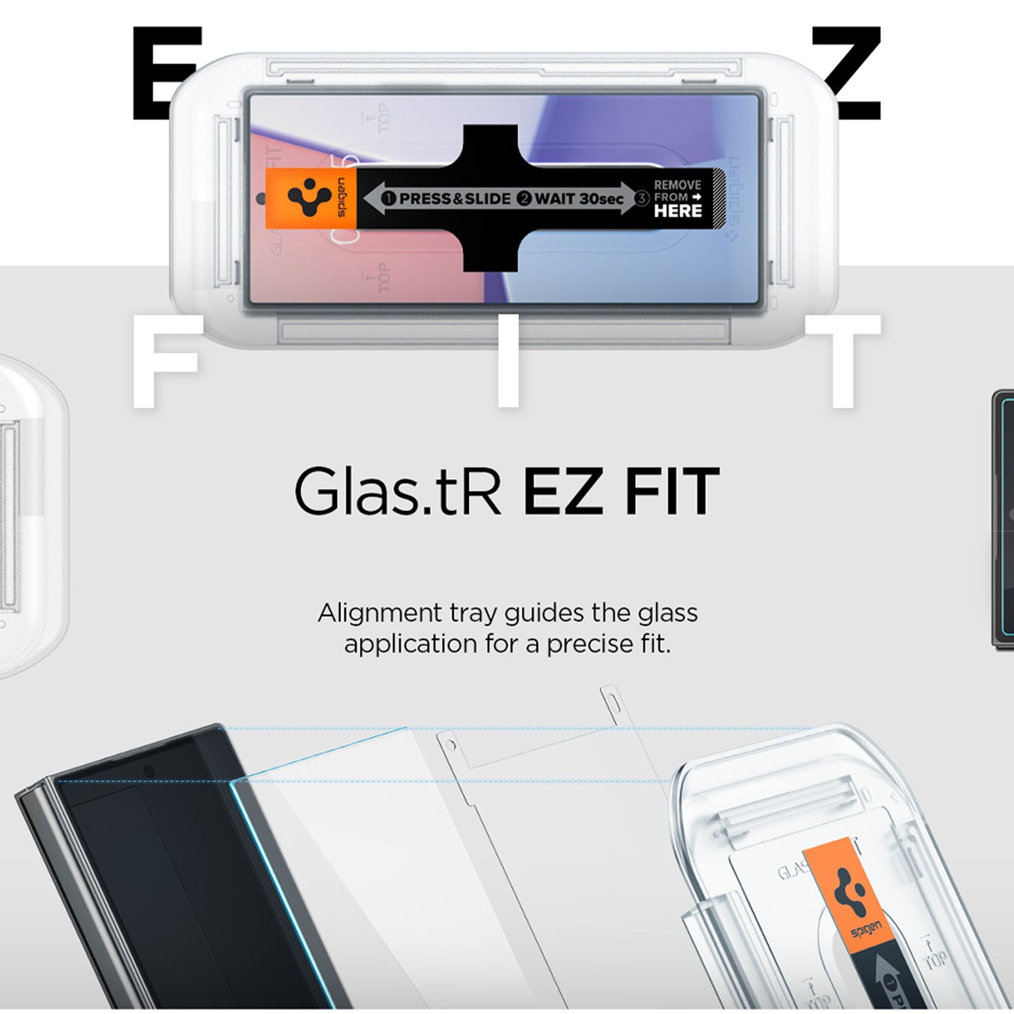 [2 PACK] Spigen Glas.tR EZ Fit Glass Screen Protector for Samsung Galaxy Z Fold 6 / Fold 5 with Auto-Alignment Installation Kit - Clear