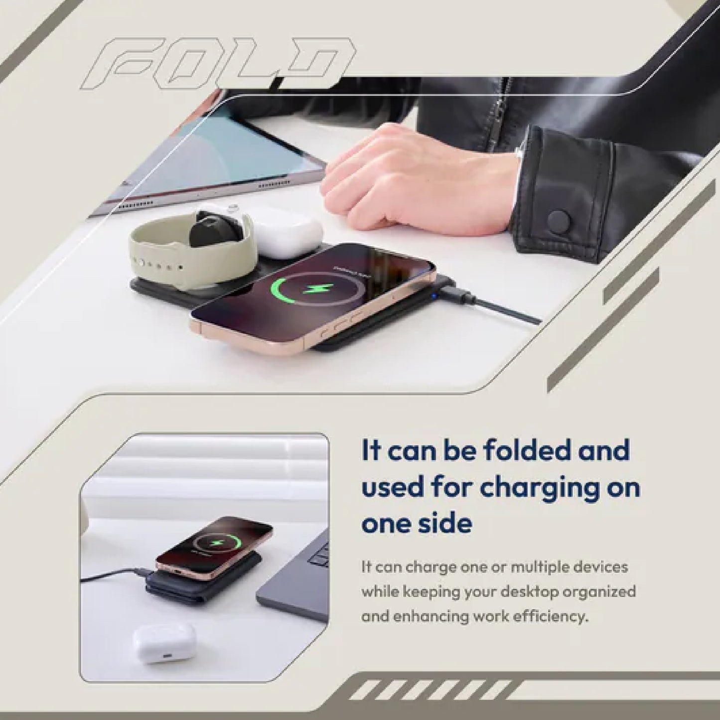 ADAM Elements Mag Book Qi2 3-in-1 Wireless Charging Station with Stand