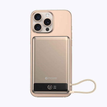 Mazer MagLink70 10,000 mAh Qi2 Certified 15W Magnetic Wireless Power Bank with Built in USB-C Cable ( CCC Certified )