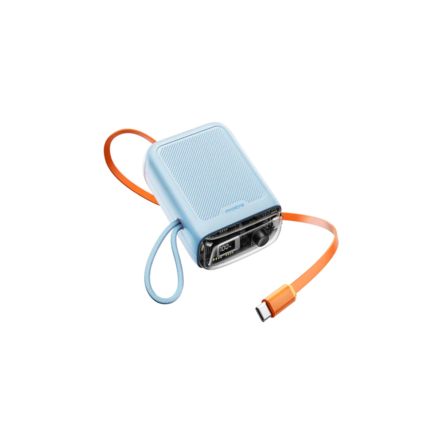 Innostyle TransiMini FlexCharge 10000mAh Power Bank with Built-in Retractable Cable (up to 60cm) 30W