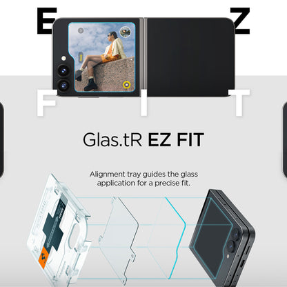 [2 PACK] Spigen Glas.tR EZ Fit Glass Screen Protector for Samsung Galaxy Z Flip 6 / Flip 5 with Auto-Alignment Installation Kit - Clear - Forexengineer -Malaysia- 8809896748780-8809971229098