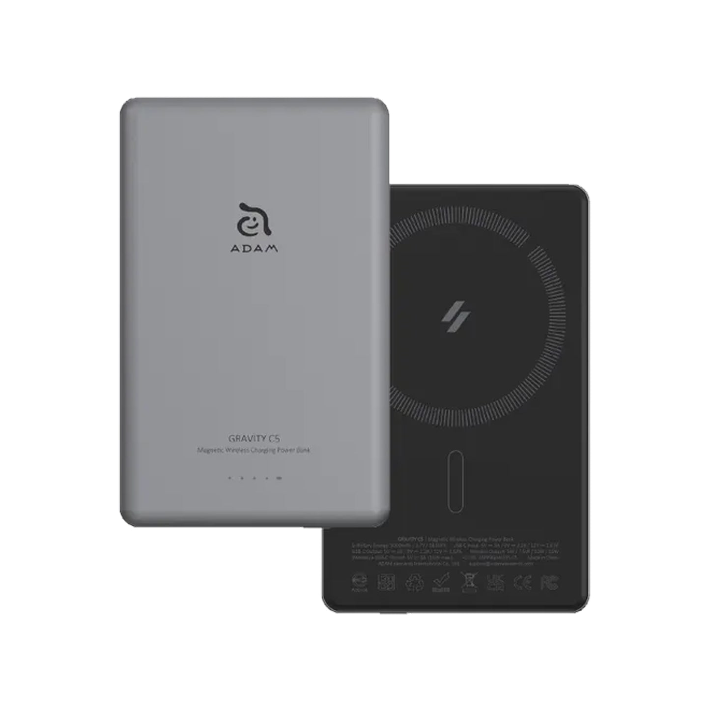 ADAM Elements GRAVITY C5 Ultra Slim 8.7mm 5000mAh PD 20W Magnetic Wireless Charging Power Bank