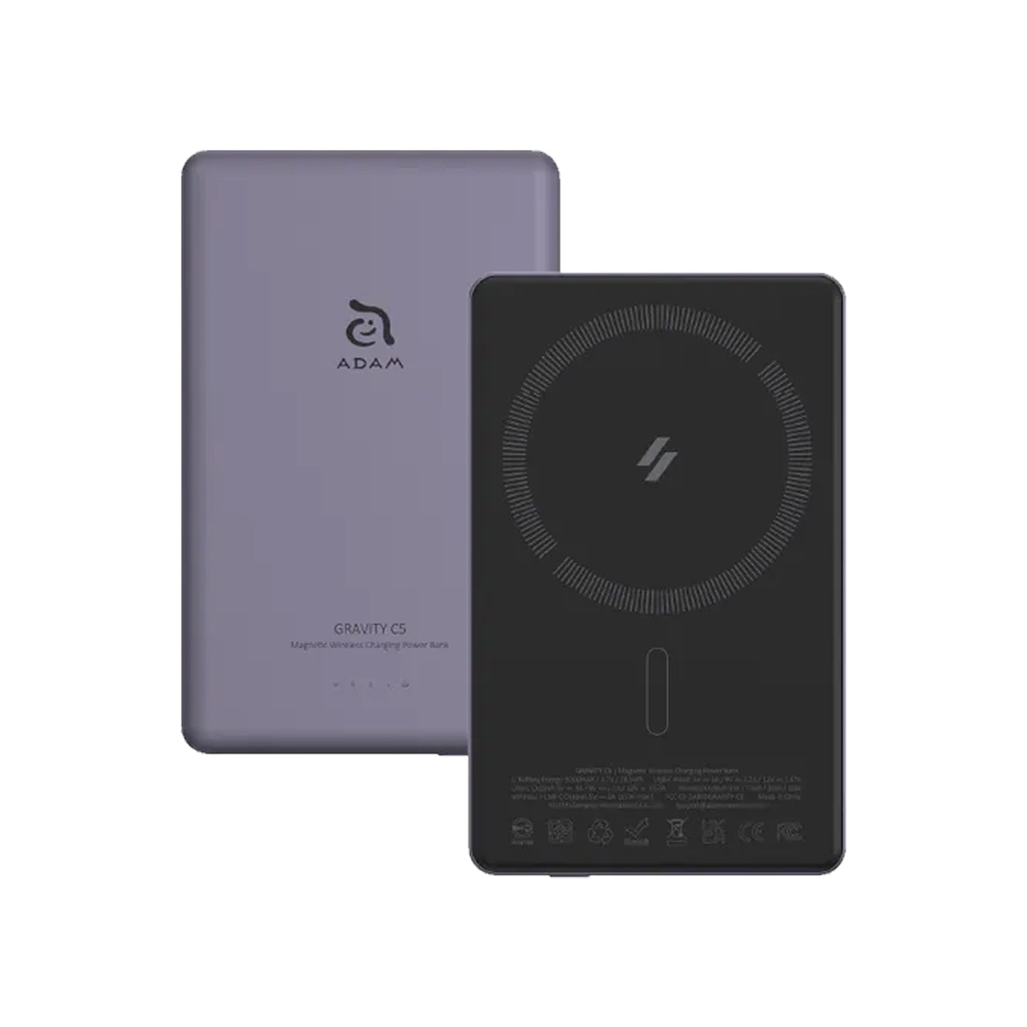 ADAM Elements GRAVITY C5 Ultra Slim 8.7mm 5000mAh PD 20W Magnetic Wireless Charging Power Bank