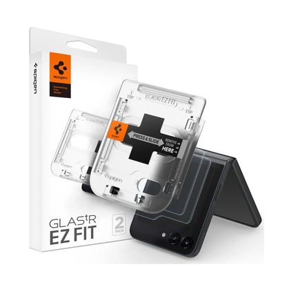 [2 PACK] Spigen Glas.tR EZ Fit Glass Screen Protector for Samsung Galaxy Z Flip 6 / Flip 5 with Auto-Alignment Installation Kit - Clear - Forexengineer -Malaysia- 8809896748780-8809971229098