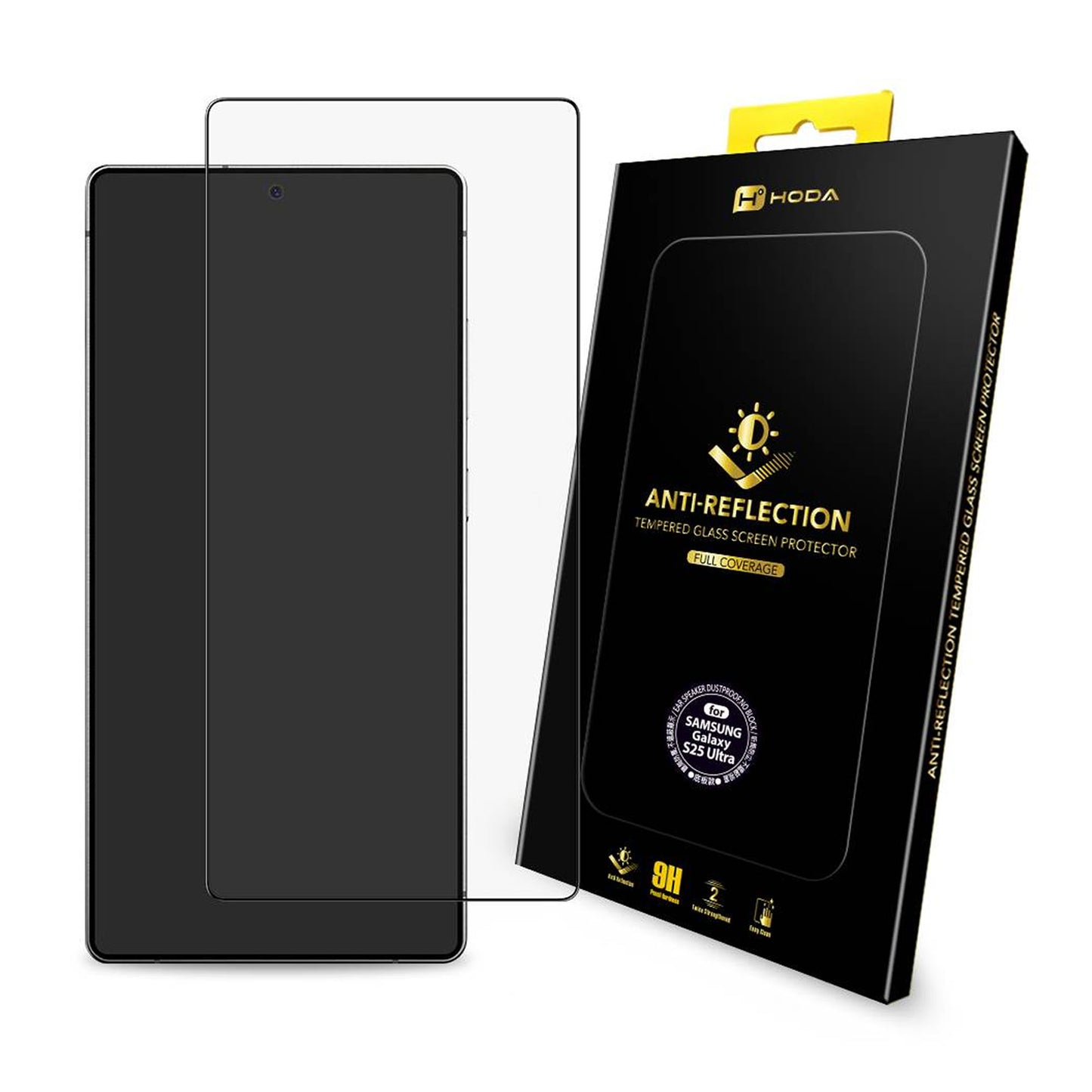 HODA Anti-Reflection Full Coverage Tempered Glass for Samsung Galaxy S25 Ultra / S24 Ultra