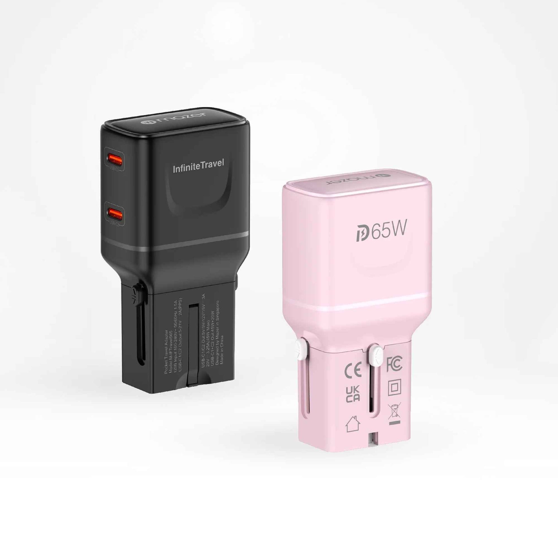 Mazer Infinite Travel Pocket 65W Universal Travel Charger - with 2 x USB-C Ports