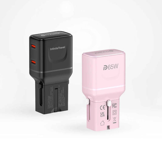 Mazer Infinite Travel Pocket 65W Universal Travel Charger - with 2 x USB-C Ports