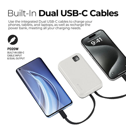 Mazer PowerCharge Link 1020 10,000mAh PD20W ( Built-in Dual USB C Cables ) Power Bank - Forexengineer -Malaysia