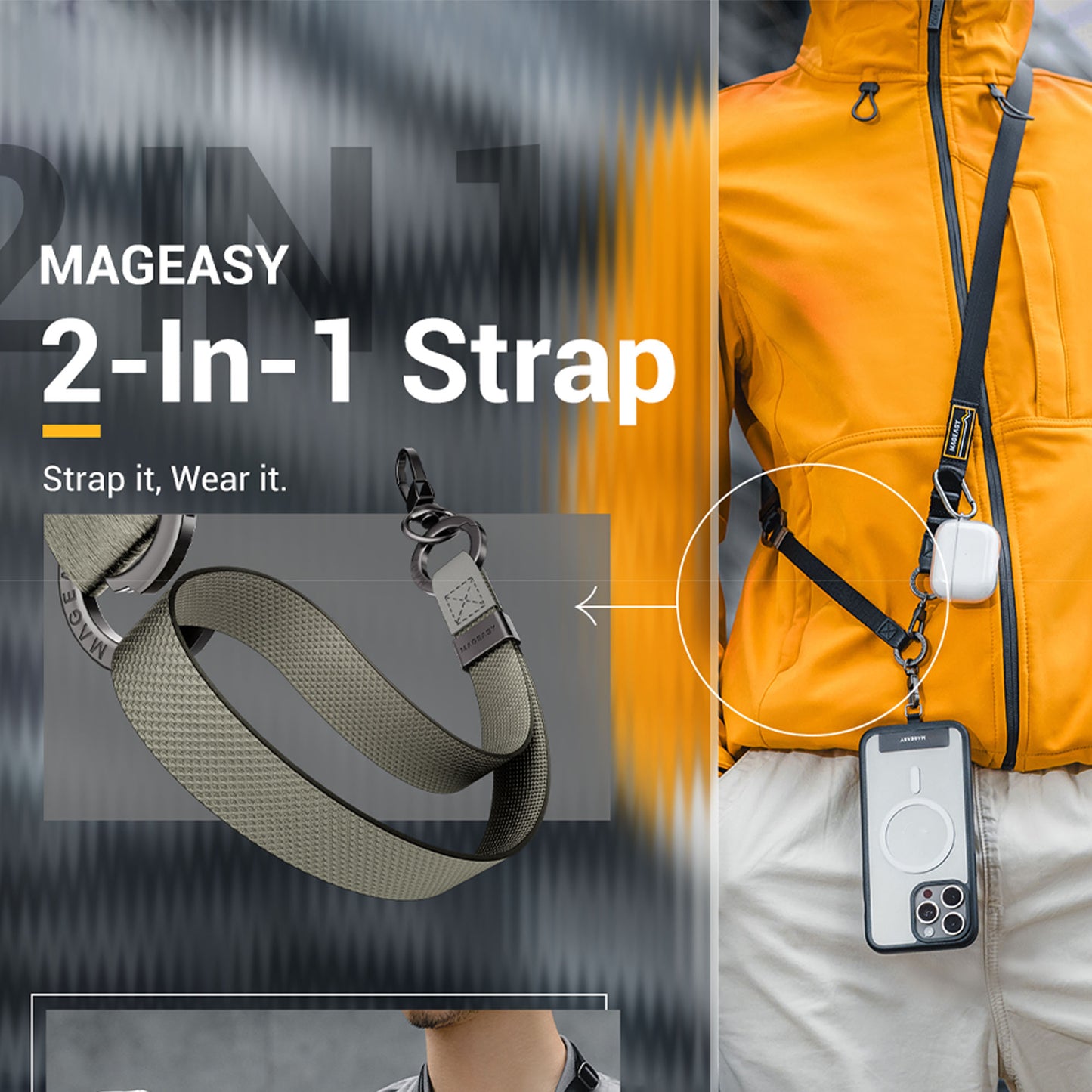 MAGEASY 2-in-1 Utility Strap ( Strap + Strap Card ) 20mm Phone Lanyard