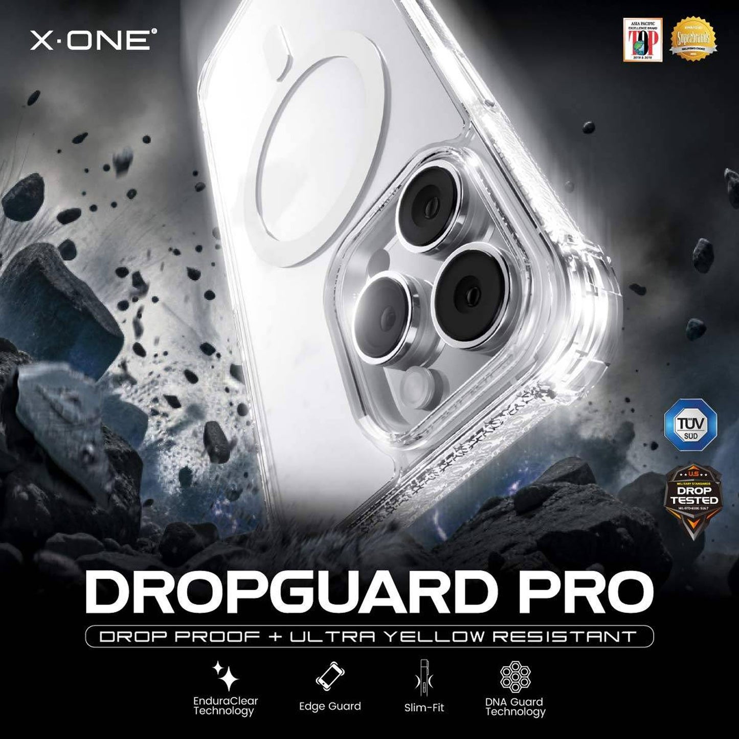 X.One Drop Guard Pro for iPhone 16 Series - Ultra Yellow Resistant and Magsafe Compatible