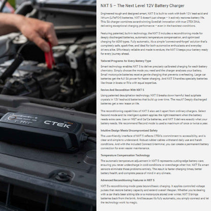 CTEK NXT 5 12V Smart Battery Charger