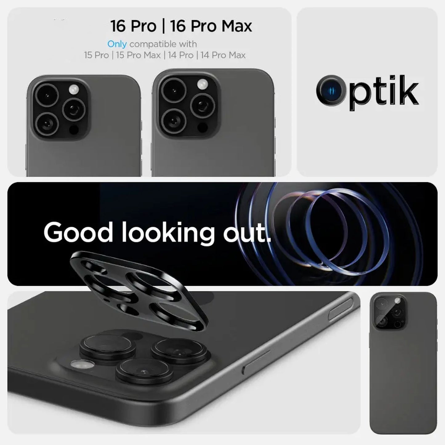 [2 PACK] Spigen Camera Lens Protector for iPhone 16 Pro Max / 16 Pro / 15 Pro Max / 15 Pro / 14 Pro Max / 14 Pro