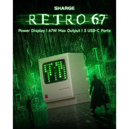 [ONLINE EXCLUSIVE] Sharge Shargeek Retro 67W GaN 3 Port USB-C PD 3.0 Wall Charger with Smart LED Display - Forexengineer -Malaysia- 6973154656277