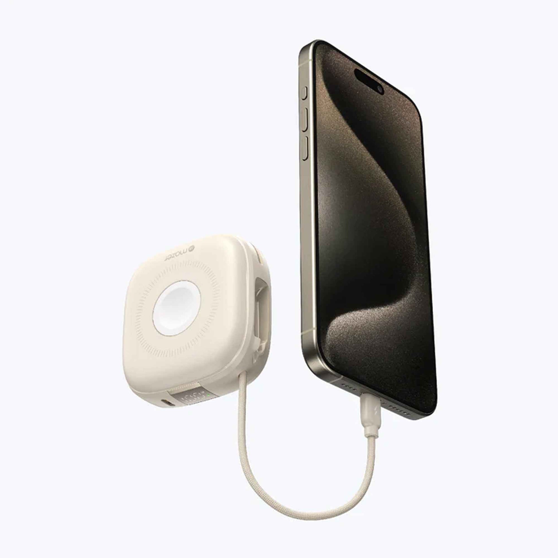 Mazer MagLink18i Trio+ 4-in-1 Magnetic Wireless Charging Power Bank with Dual Built-in Cables 10000mAh