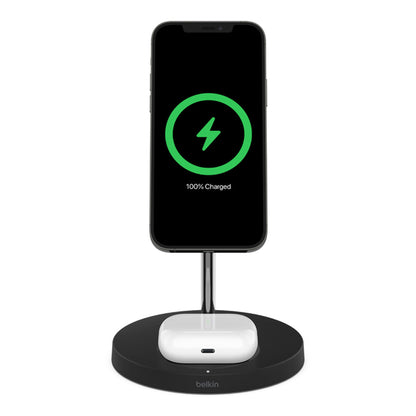 [ONLINE EXCLUSIVE] BELKIN BoostCharge Pro 2-in-1 Wireless Charger Stand with MagSafe 15W - Black - Forexengineer -Malaysia- 745883819126
