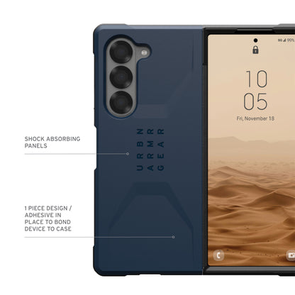 UAG Civilian for Samsung Galaxy Z Fold 6 - Covered Hinge and Qi Wireless Charger Compatible - Forexengineer -Malaysia- 840283913693-840283913709-840283913716