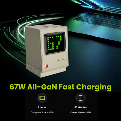 [ONLINE EXCLUSIVE] Sharge Shargeek Retro 67W GaN 3 Port USB-C PD 3.0 Wall Charger with Smart LED Display - Forexengineer -Malaysia- 6973154656277