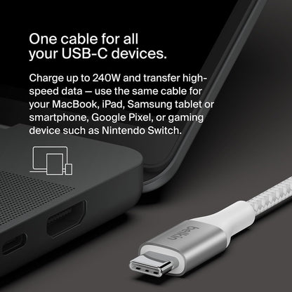 [ONLINE EXCLUSIVE] BELKIN BoostCharge USB-C to USB-C 240W PD3.1 480 Mbps Braided Cable - Forexengineer -Malaysia- 745883859047-745883859061-745883859054-CAB015BT2MWH