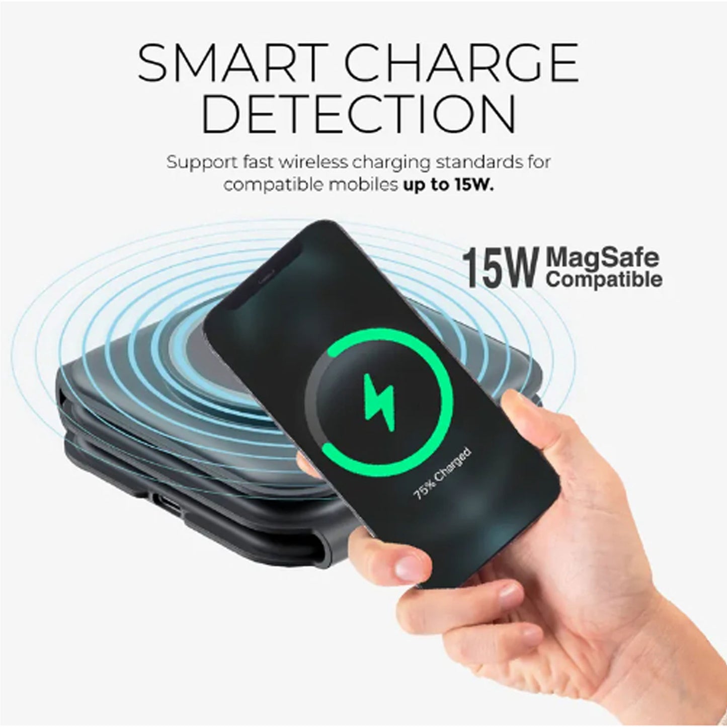 Mazer Mag Trifold 3-in-1 Foldable Wireless Charger - MagSafe and Apple Watch Charge Compatible with adapter 30W GAN