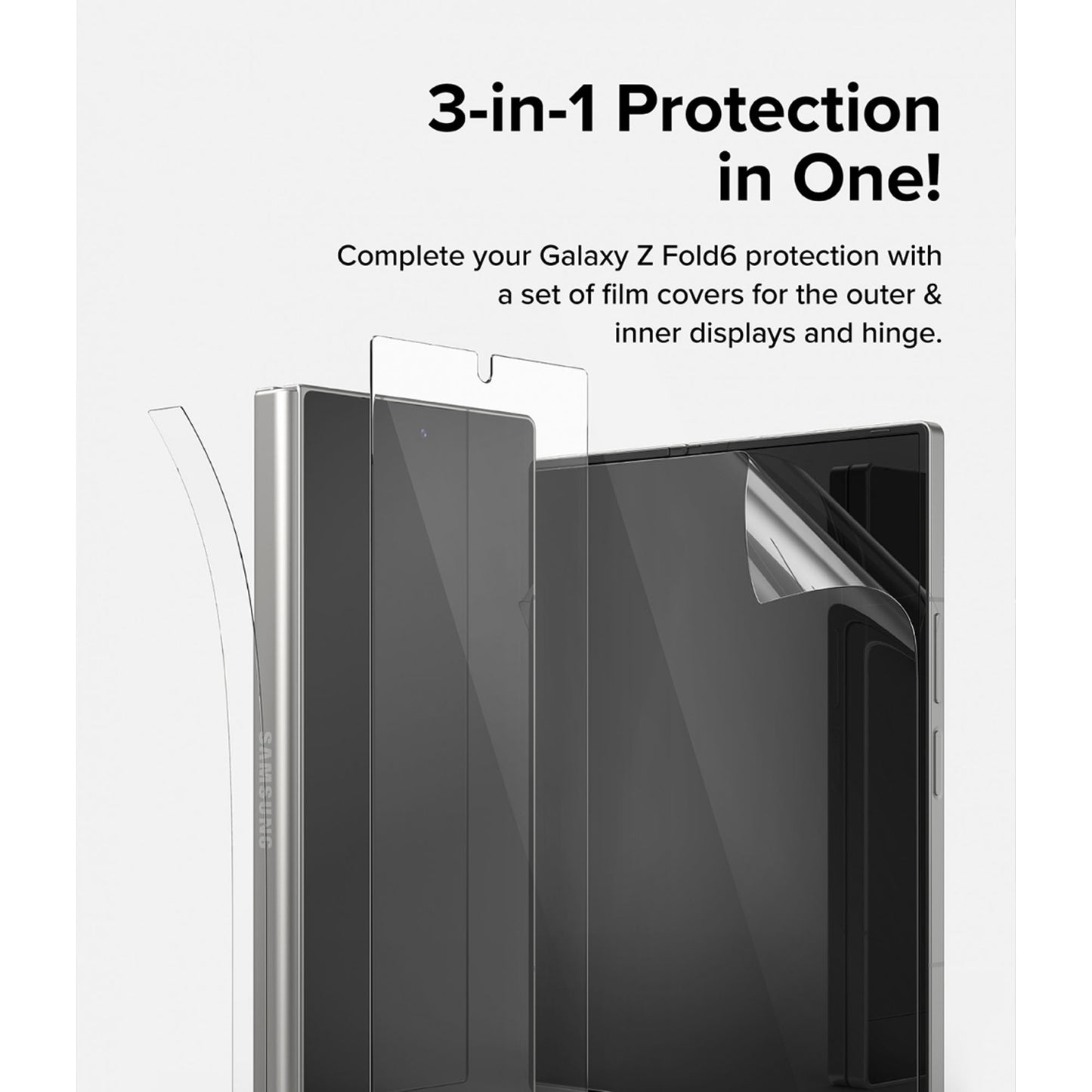 [2 PACK] Ringke 3-in-1 Protector for Samsung Galaxy Z Fold 6 - Cover Display + Inner Display + Hinge