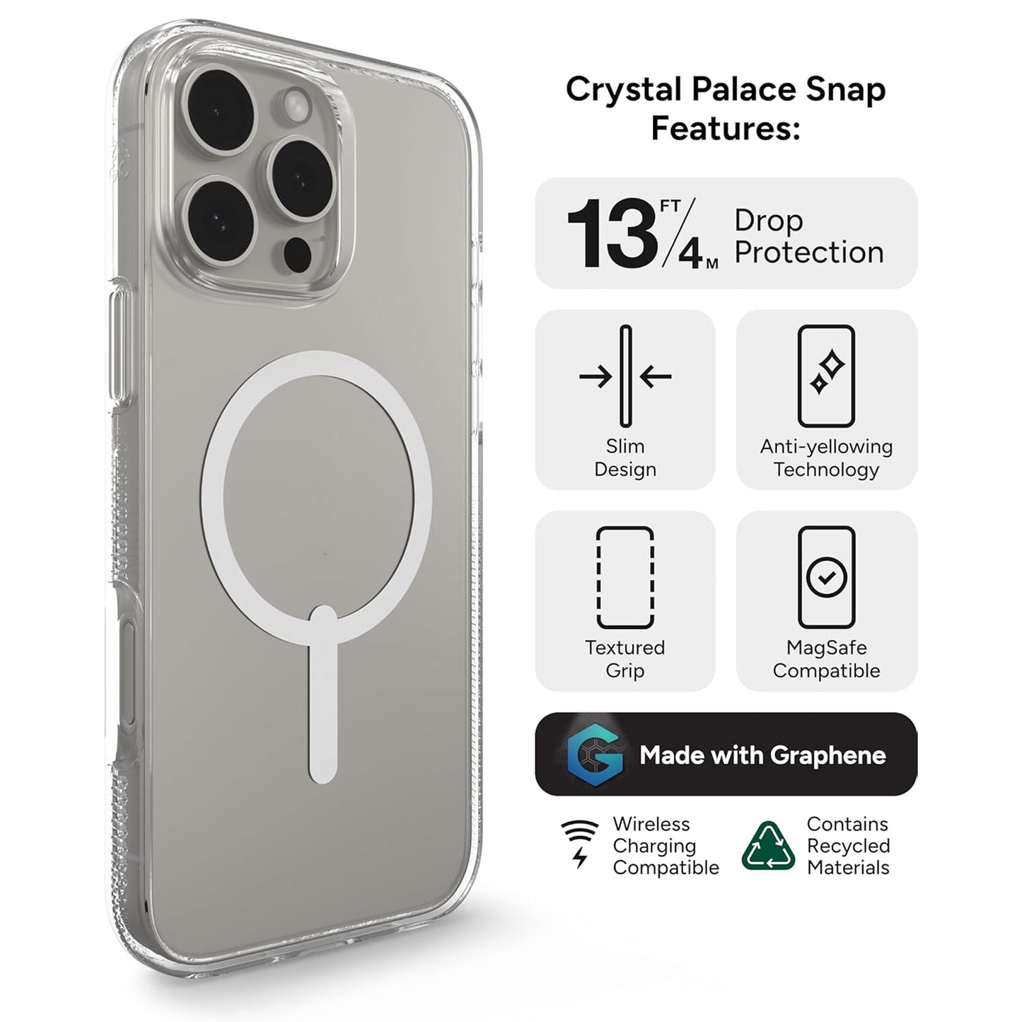 ZAGG Crystal Palace Snap for iPhone 16 Series - Magsafe Compatible