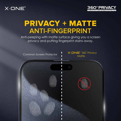 X.One 360° Anti Peeping Privacy Matte Screen Protector  for iPhone 15 / 14 / 13 / 12 Series - Forexengineer -Malaysia- 656575555593-656575555595-656575555597-656575555594-656575555589-656575555584-656575555583-656575555581-656575555572-656575555574