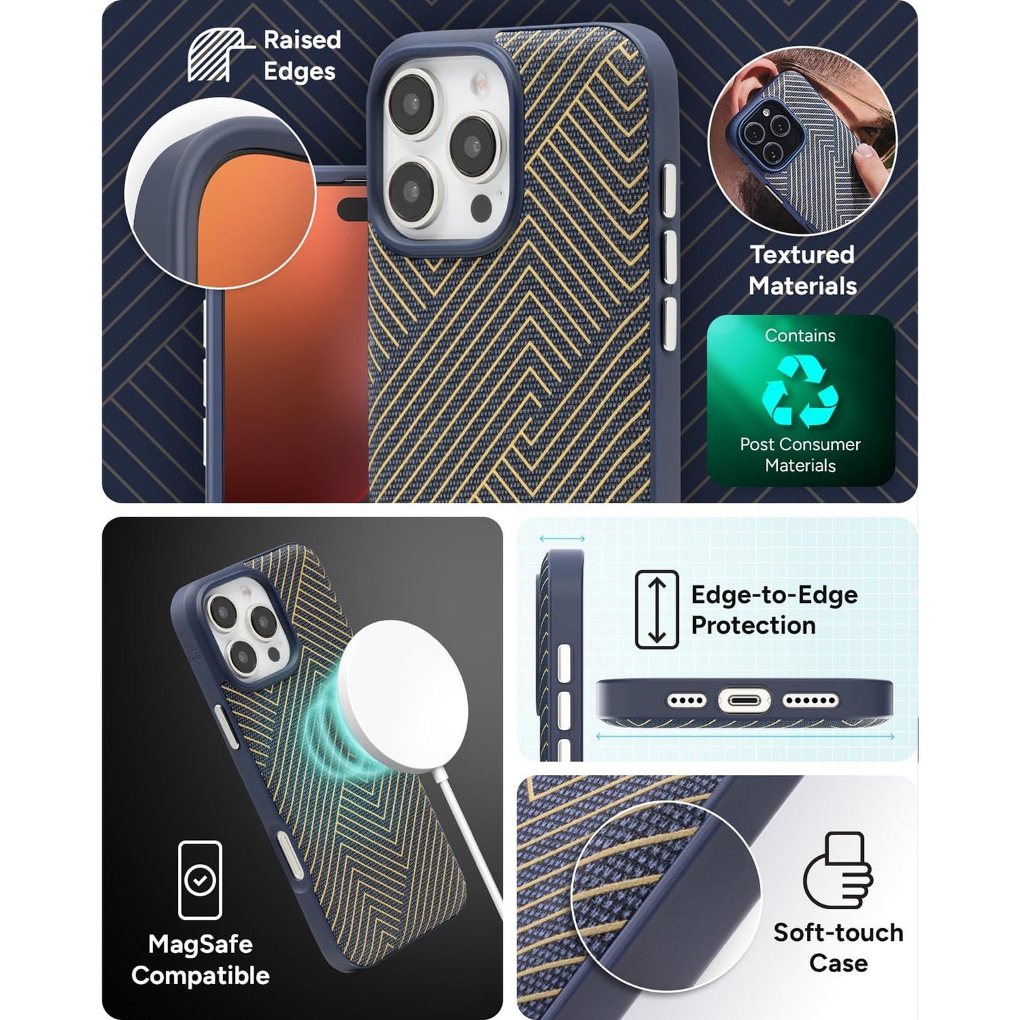 ZAGG London Snap Case for iPhone 16 Pro Max - With Stylish Fabric Exterior and Magsafe Compatible