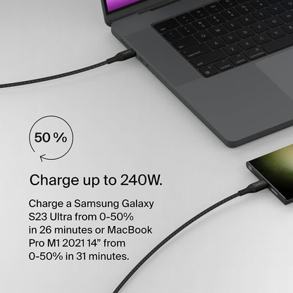 [ONLINE EXCLUSIVE] BELKIN BoostCharge USB-C to USB-C 240W PD3.1 480 Mbps Braided Cable - Forexengineer -Malaysia- 745883859047-745883859061-745883859054-CAB015BT2MWH