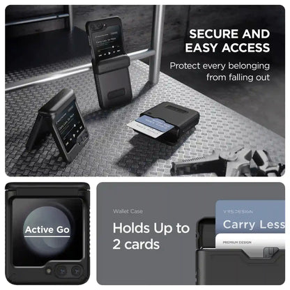 VRS Design Terra Guard Active Go for Samsung Galaxy Z Flip 5 - Case with Wallet Storage - Matte Black - Forexengineer -Malaysia- 8809919629089