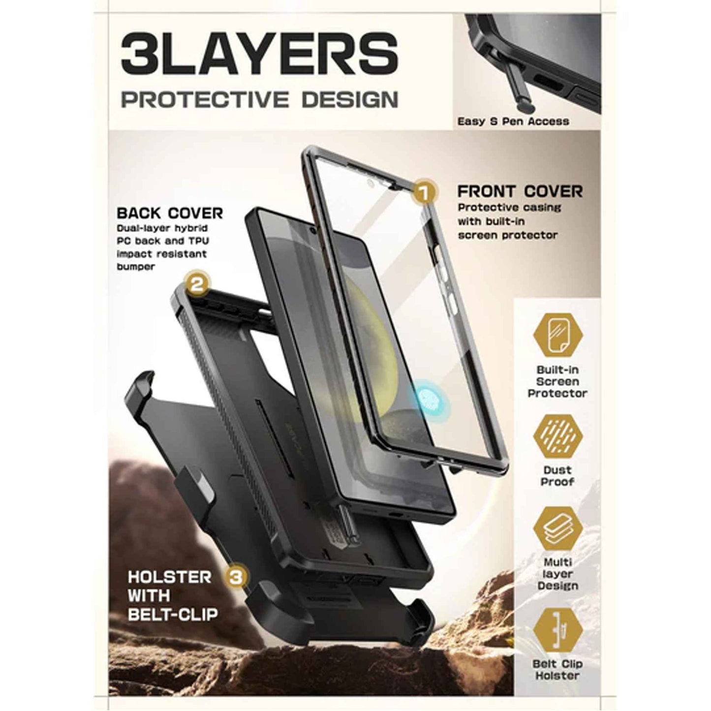 SUPCASE UB Pro for Samsung Galaxy S25 Ultra - With Built-in Screen Protector and Kickstand