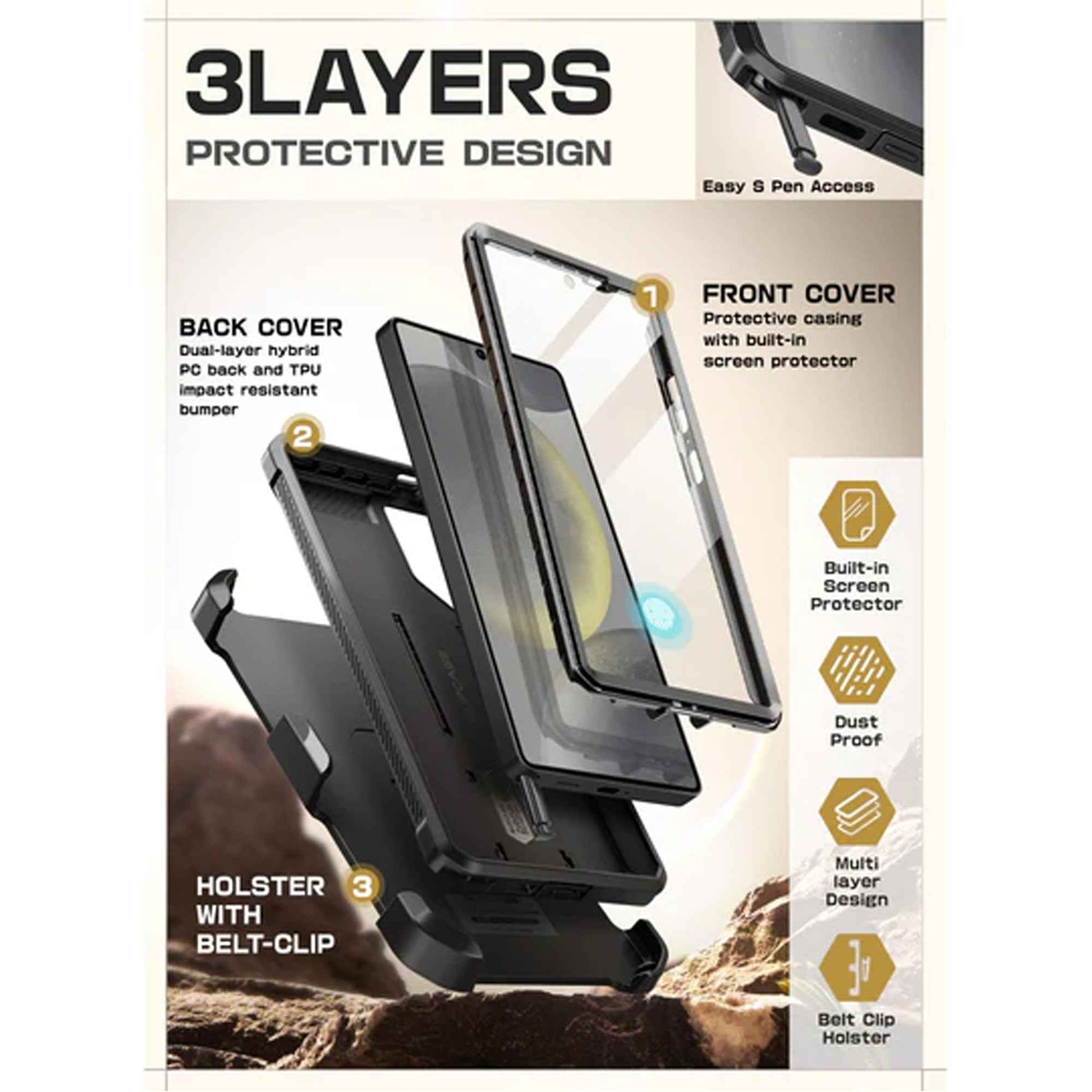 SUPCASE UB Pro for Samsung Galaxy S25 Ultra - With Built-in Screen Protector and Kickstand