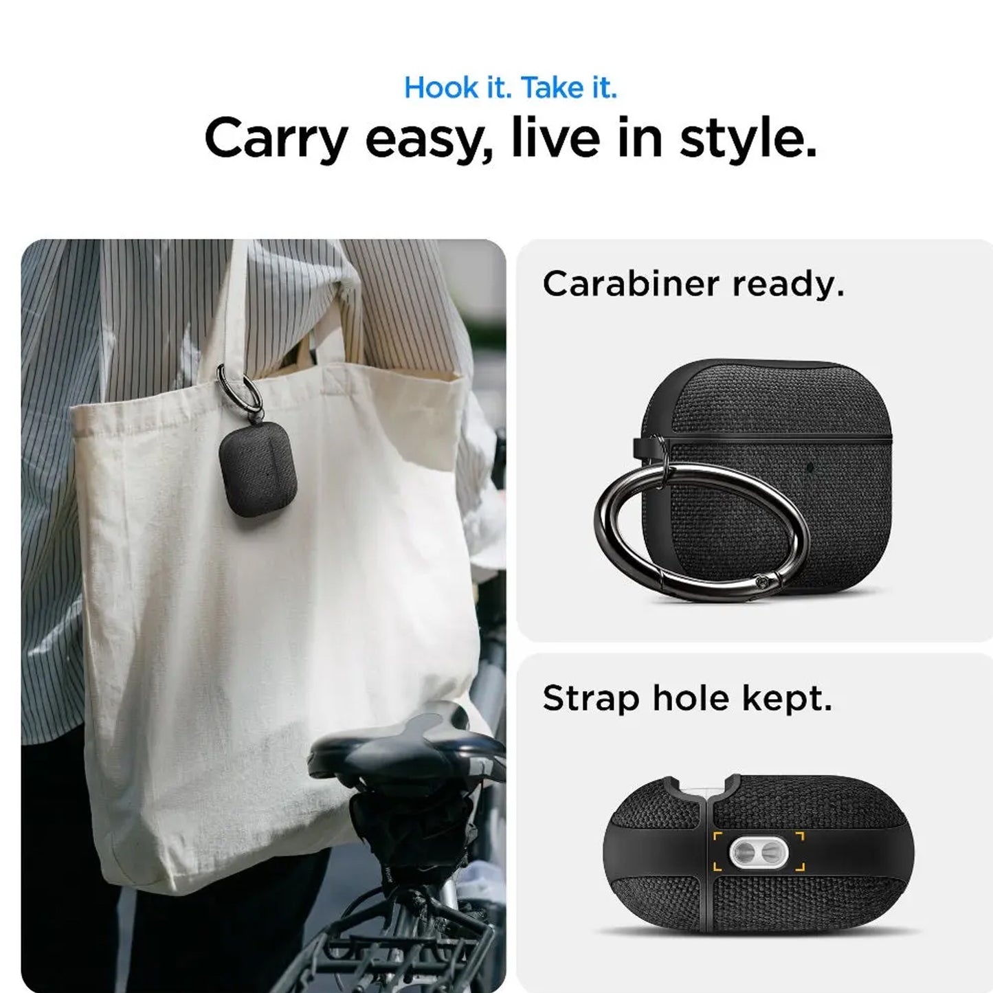 Spigen Urban Fit for AirPods Pro 3 - Premium Knit Fabric with Metal Carabiner Included