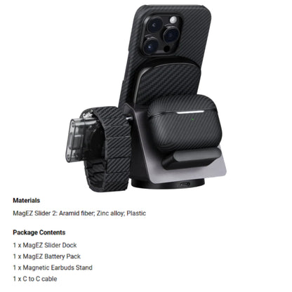 PITAKA MagEZ Slider 2 with 4000mah Power Bank - Compact 3-in-1 Wireless Charger - Forexengineer -Malaysia- 7493554140620-7493554140620+6321116731966